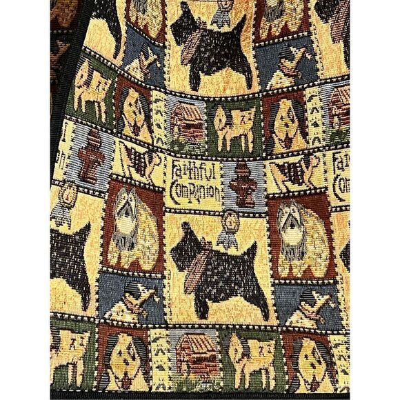 Tapestry Dog Themed Wheeled Shopping Tote With Zipper Closure - Picture 2 of 8